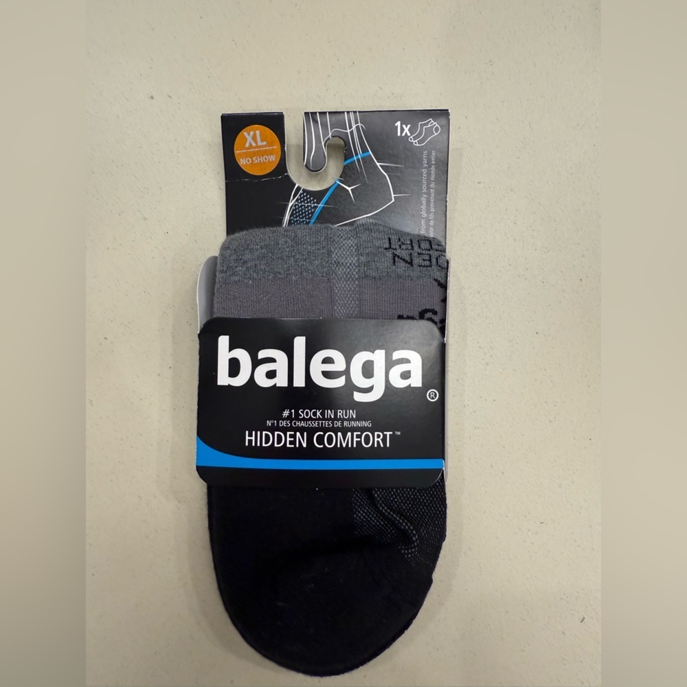 Balega Hidden Comfort No Show Socks - Gray and Black NEW